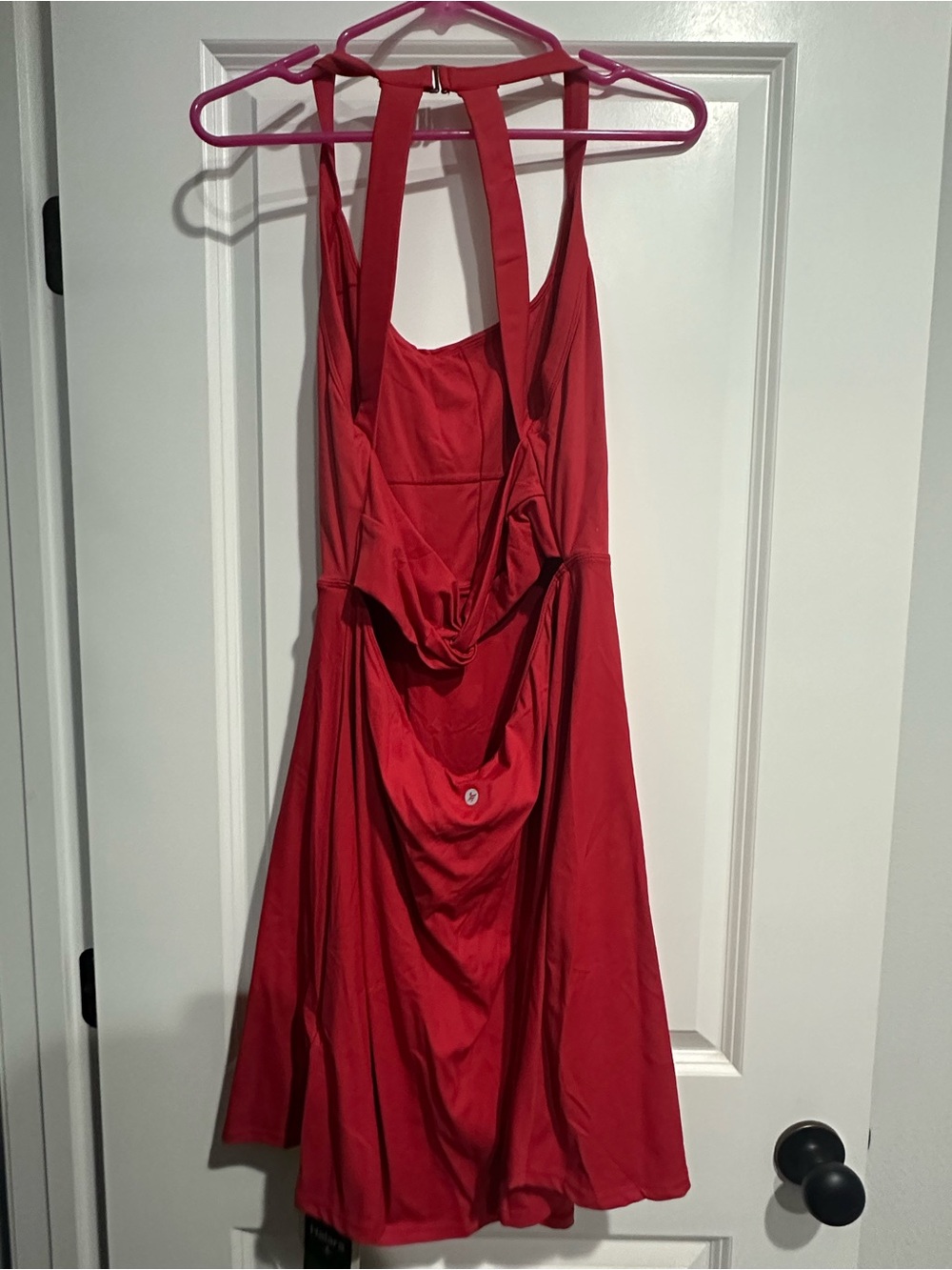 HALARA Red Backless Twisted Flare Athletic Dress